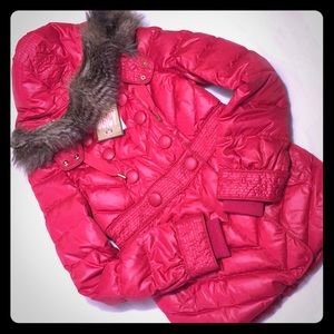 Juicy Couture red button up hoodie puffer jacket
